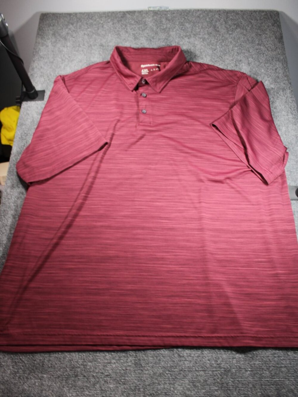 Reebok Golf Polo Shirt Mens 4XL Big & Tall Maroon Stripe Performance Lightweight
